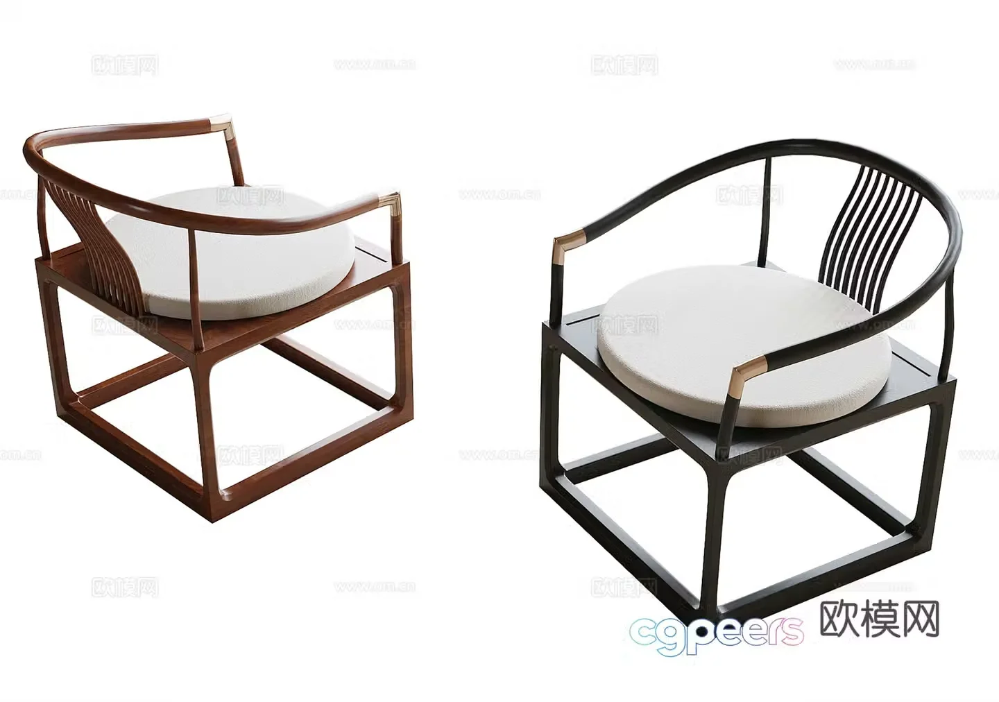 New Chinese style single chair tea chair dining chair book chair 3d model