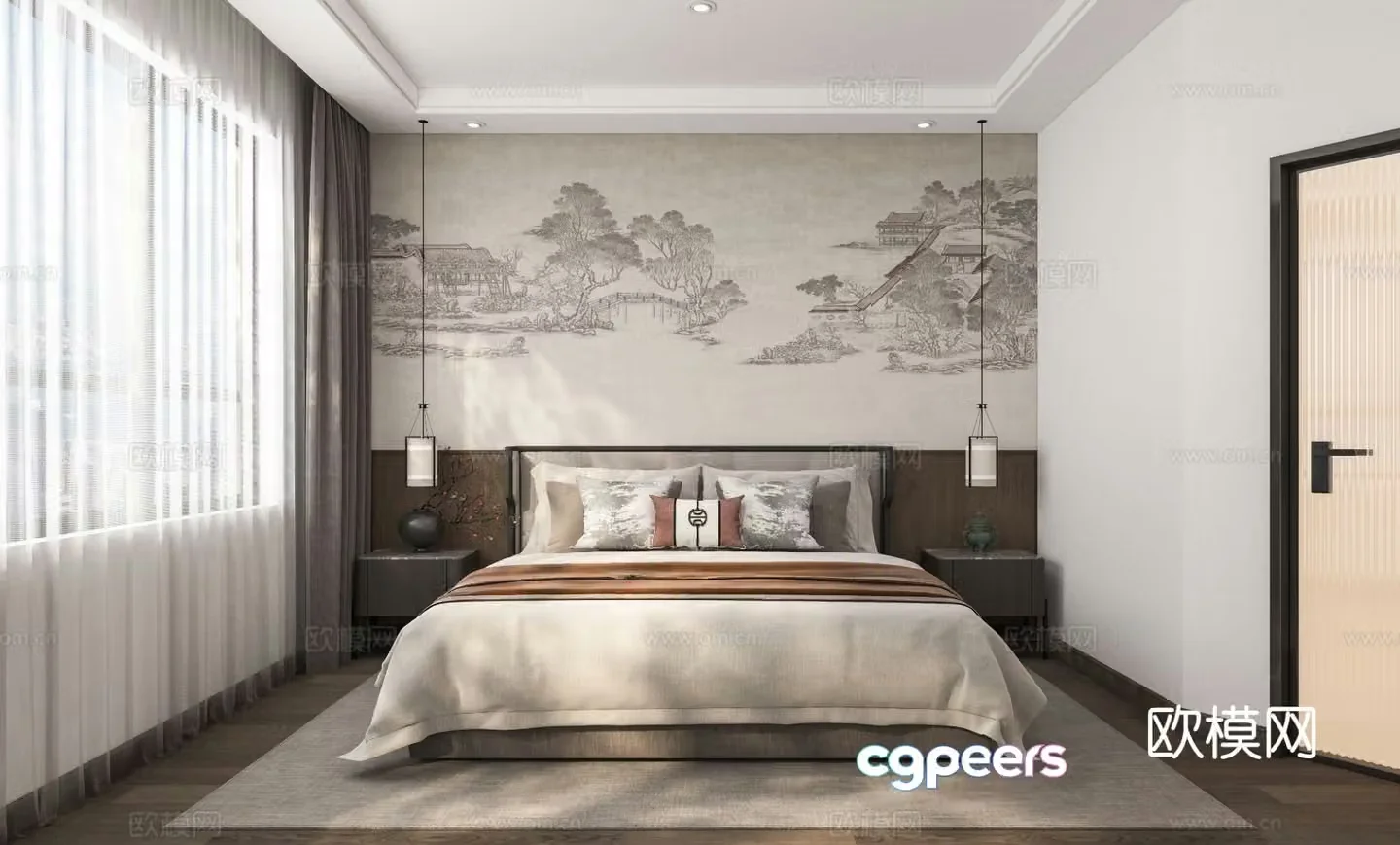 New Chinese style bedroom master bedroom 3d model