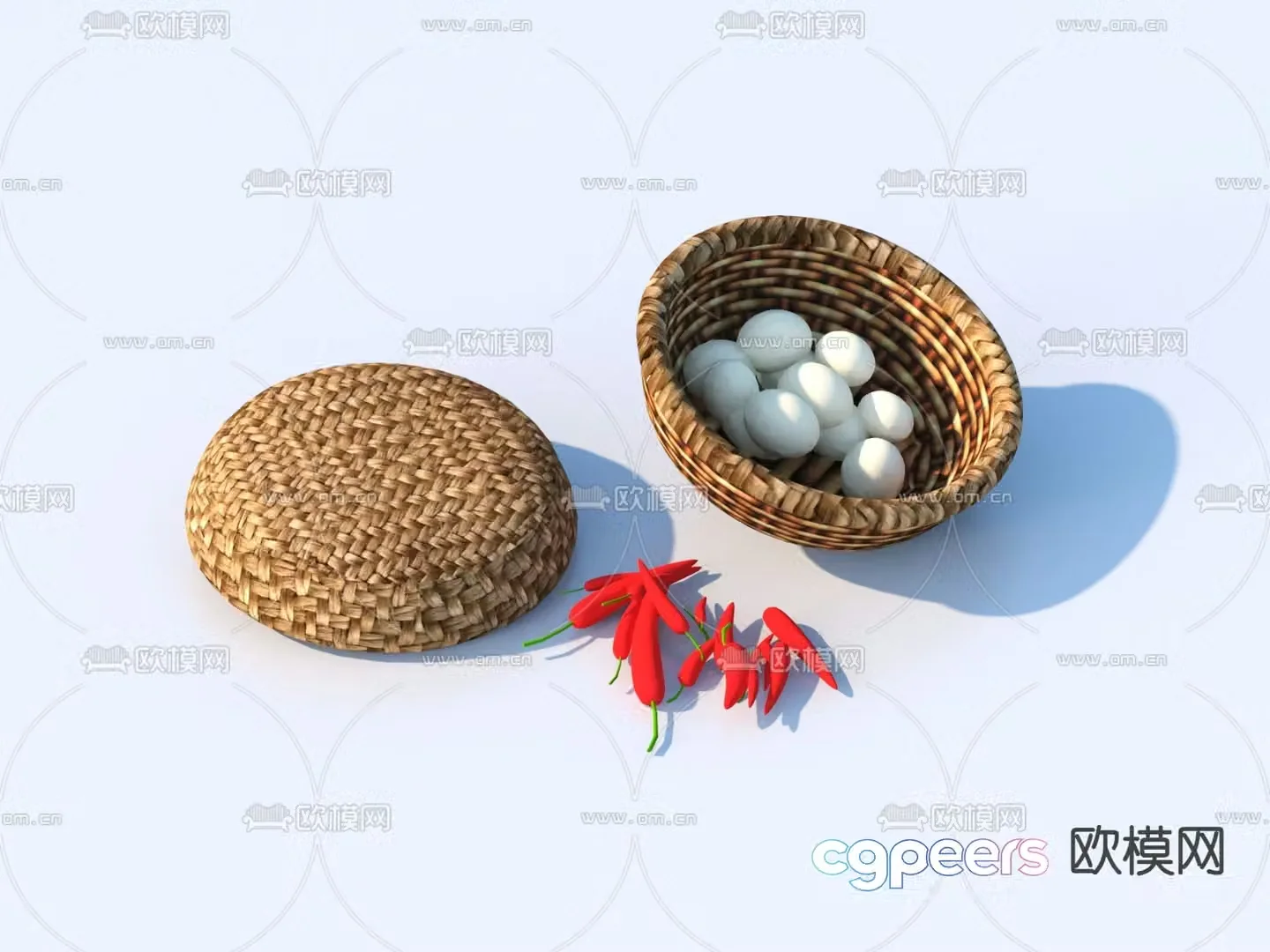 Egg basket bamboo basket bamboo sketch 3d model