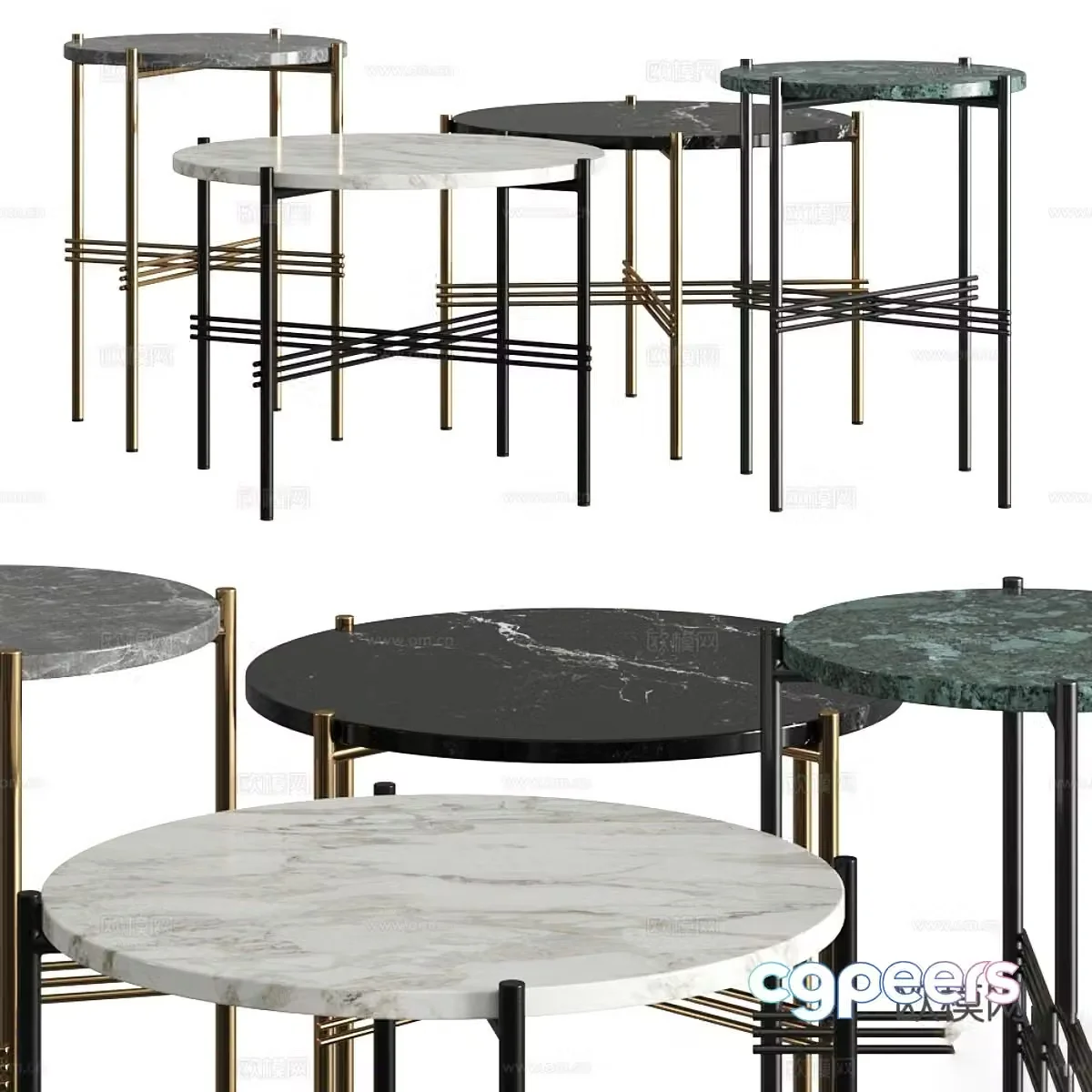 Modern light luxury minimalist Gubi TS marble coffee table side table 3D model