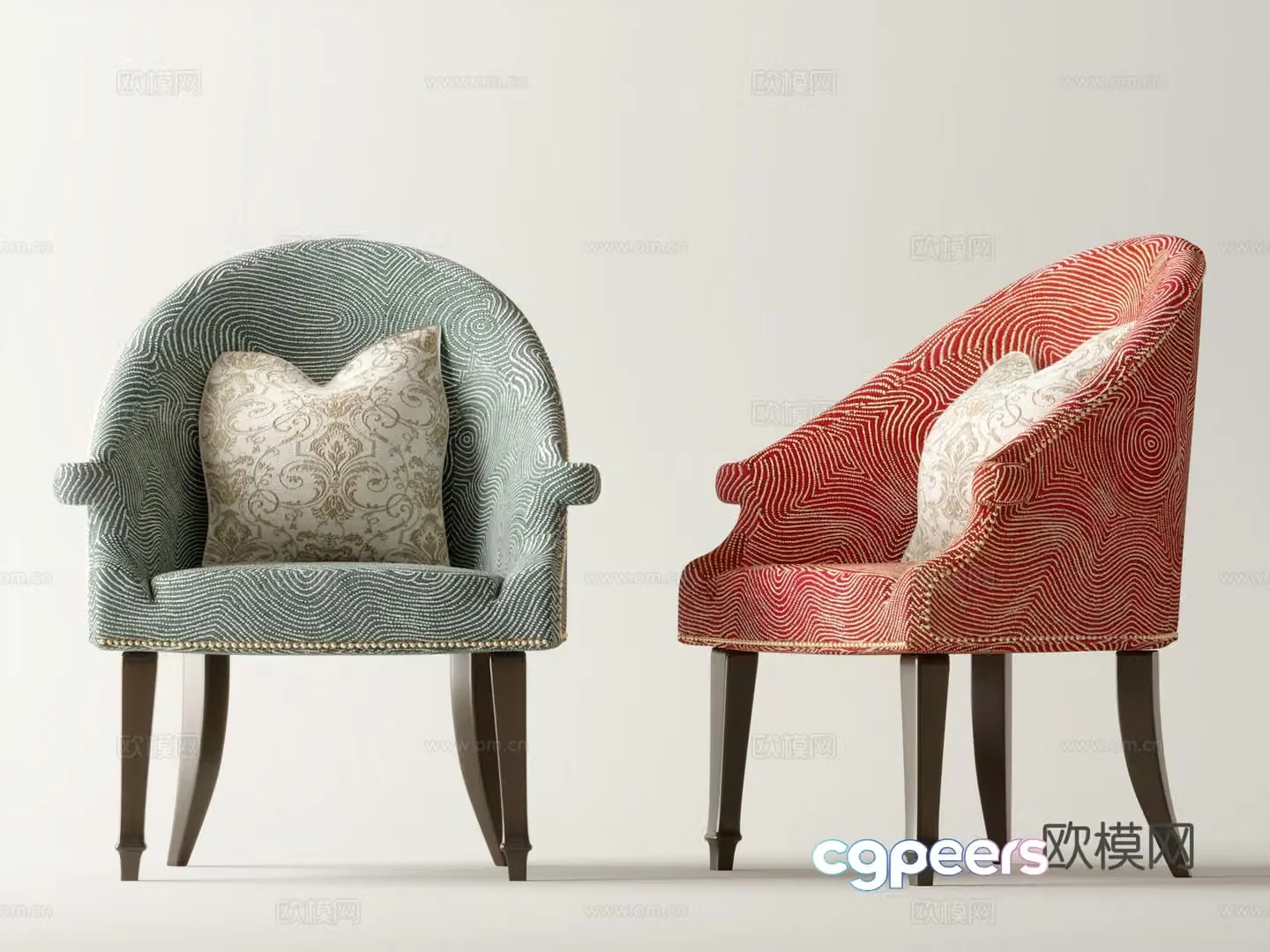 Simple European leisure chair dining chair single chair 3D model