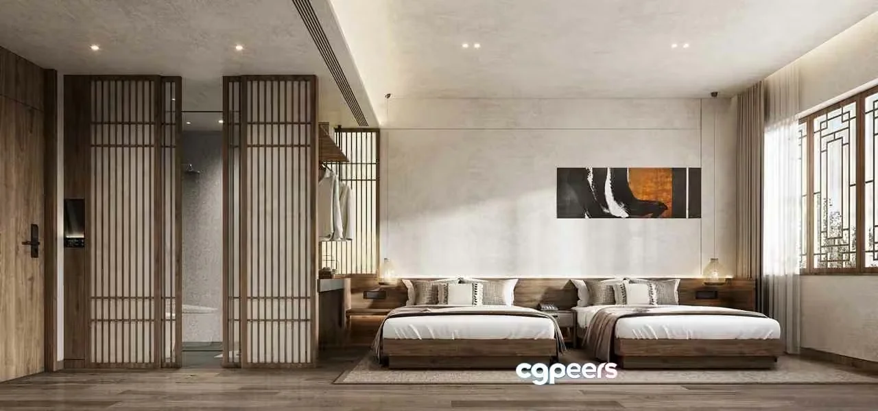 Modern Hotel Room 3D Model – 9689 – VRAY Render