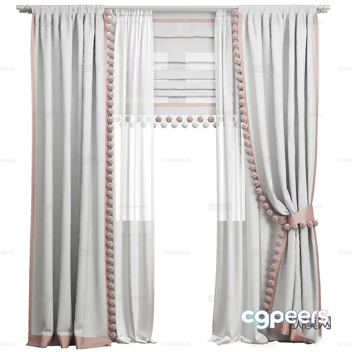 New Chinese children’s curtains 3D model