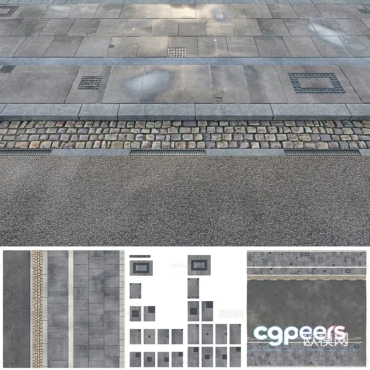 Outdoor tiles paving pavement 3d model