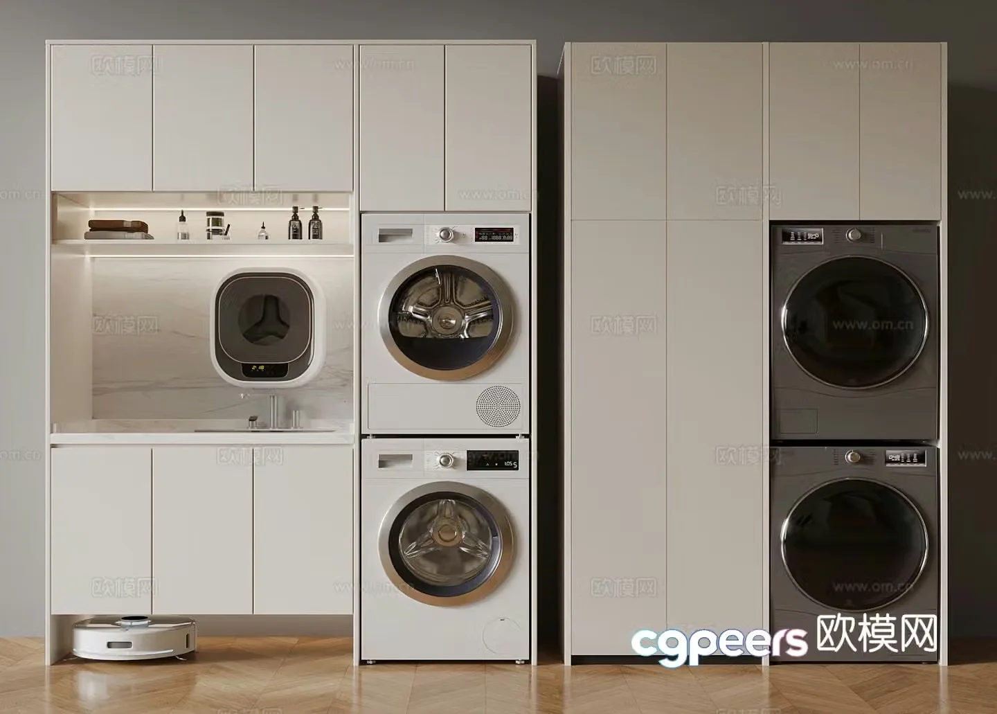 Modern balcony cabinet washing machine cabinet 3d model