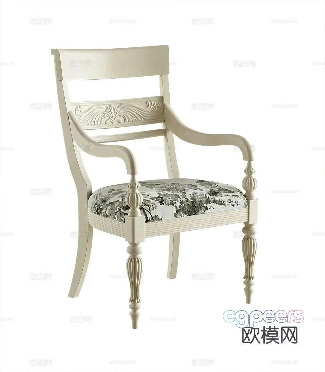 French chair single chair 3d model