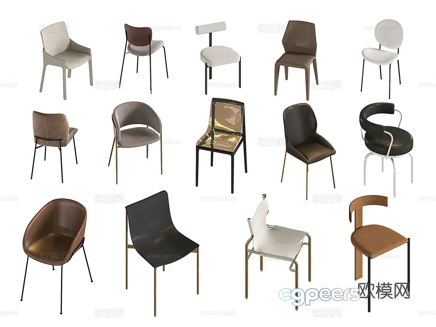 Modern dining chair leather chair cloth chair stainless steel 3d model