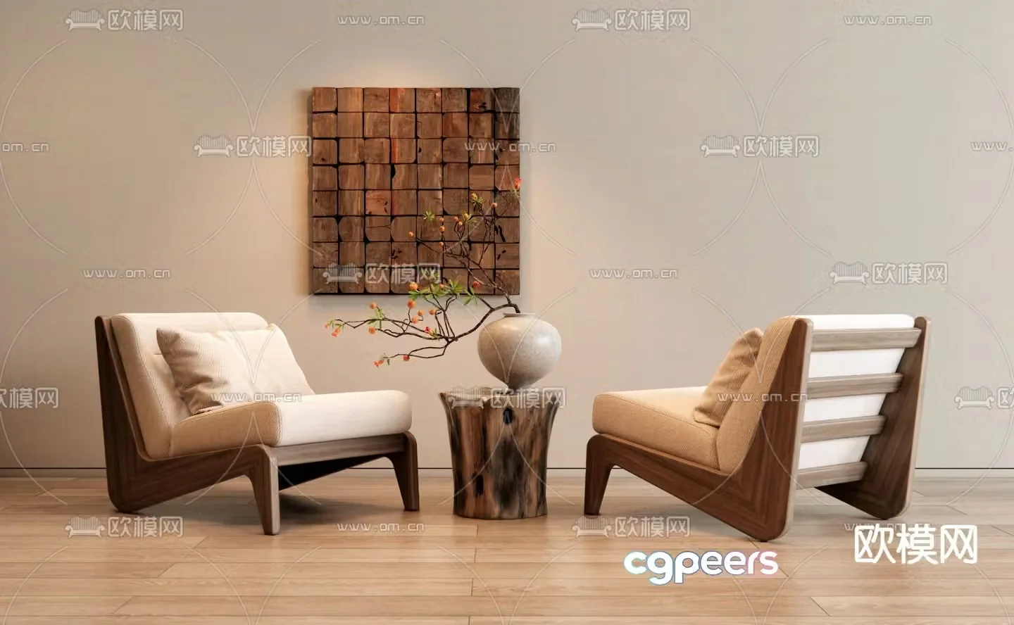 Wabi-sabi sofa chair leisure chair armchair 3d model