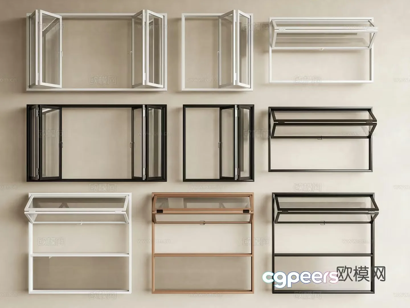 Modern folding window Folding windows Windows Glass windows Sliding windows Medium folding windows Floor-to-ceiling windows 3D model