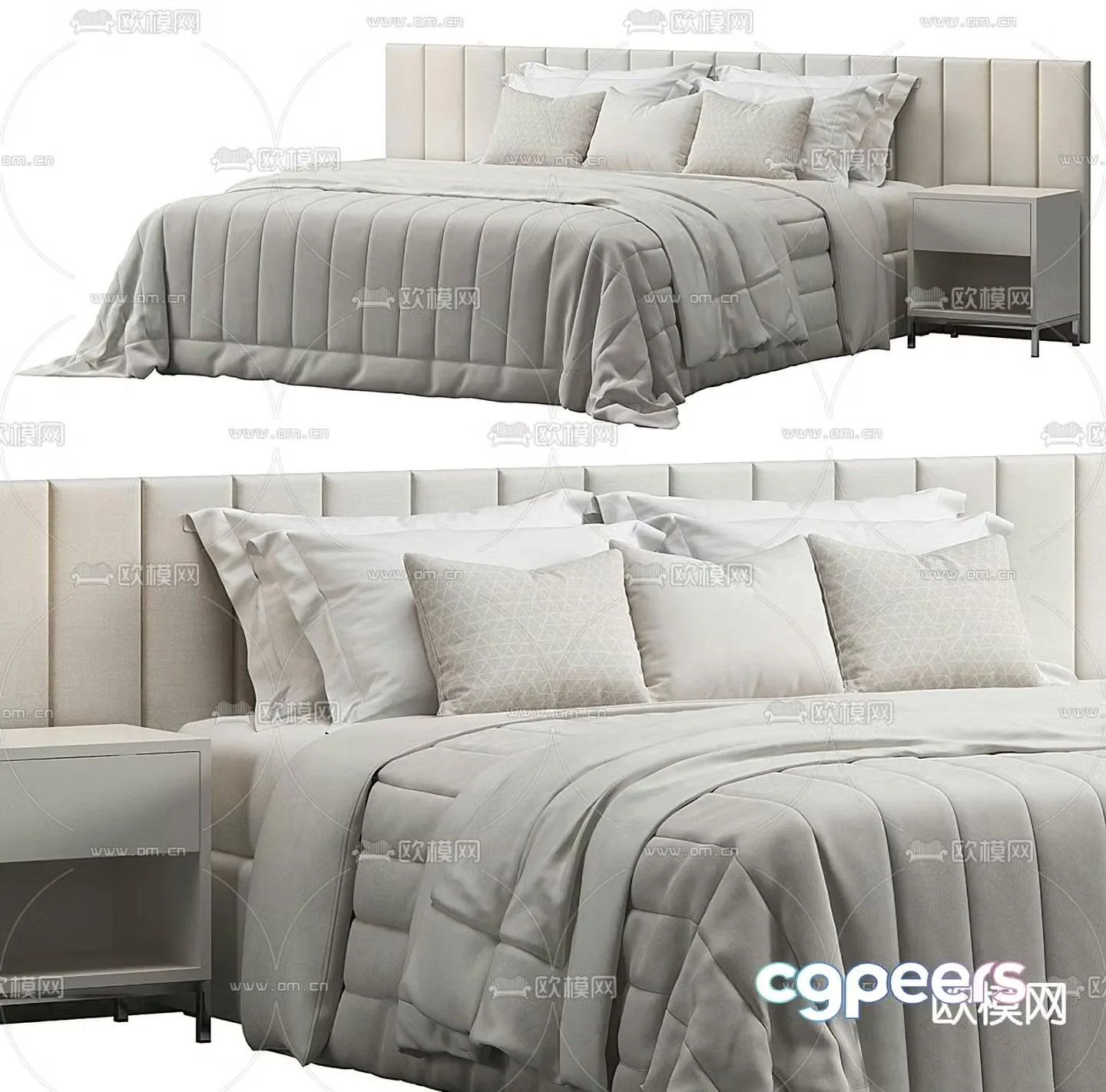 Pertica modern white double bed 3d model