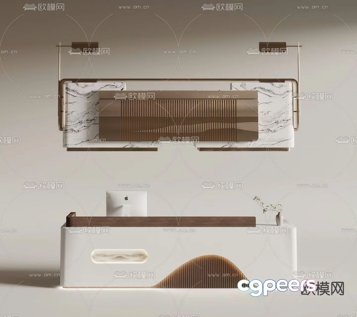 Front desk reception desk service desk 3d model