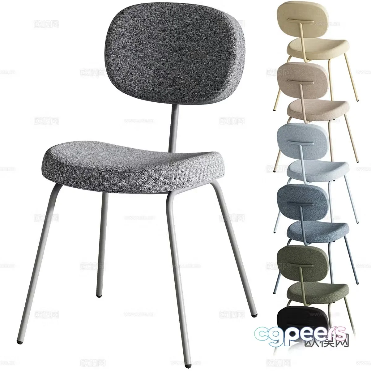 Modern minimalist cloth chair single chair 3d model