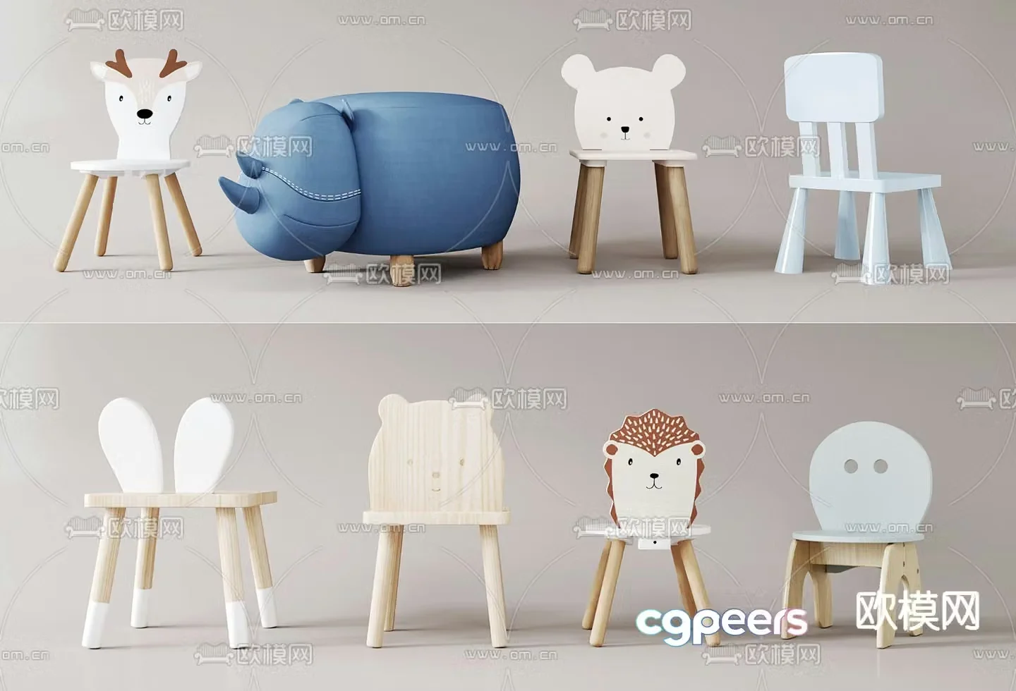 Children’s chair animal chair cartoon chair 3d model