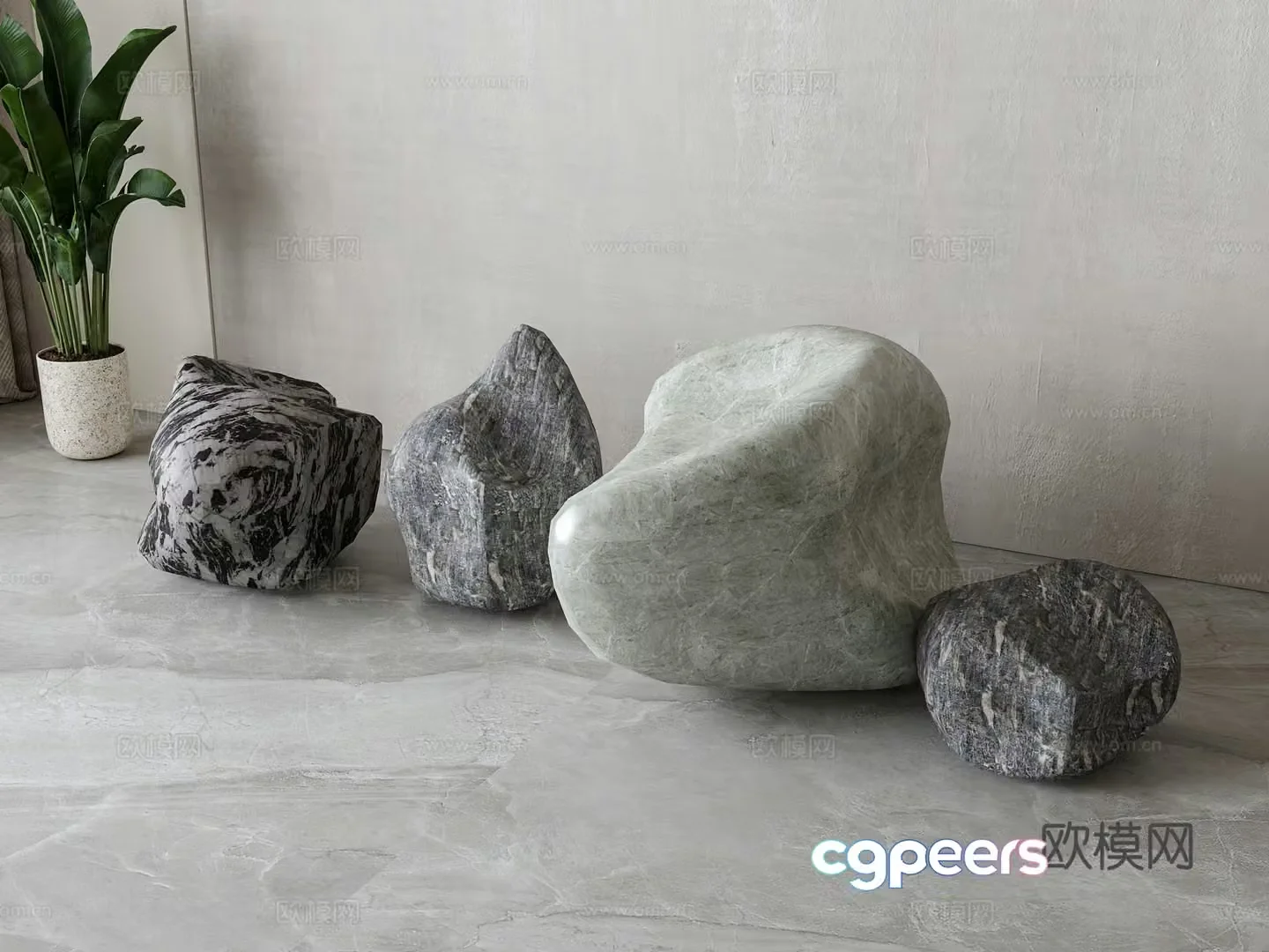 New Chinese stone ornament combination 3D model