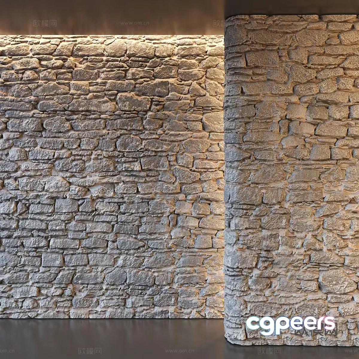 3D model of pebbles old wall