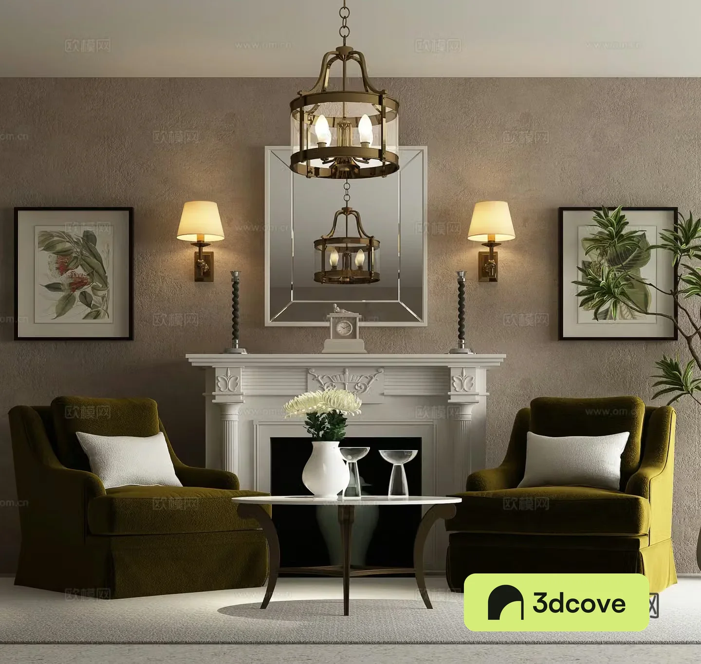 American fireplace casual sofa