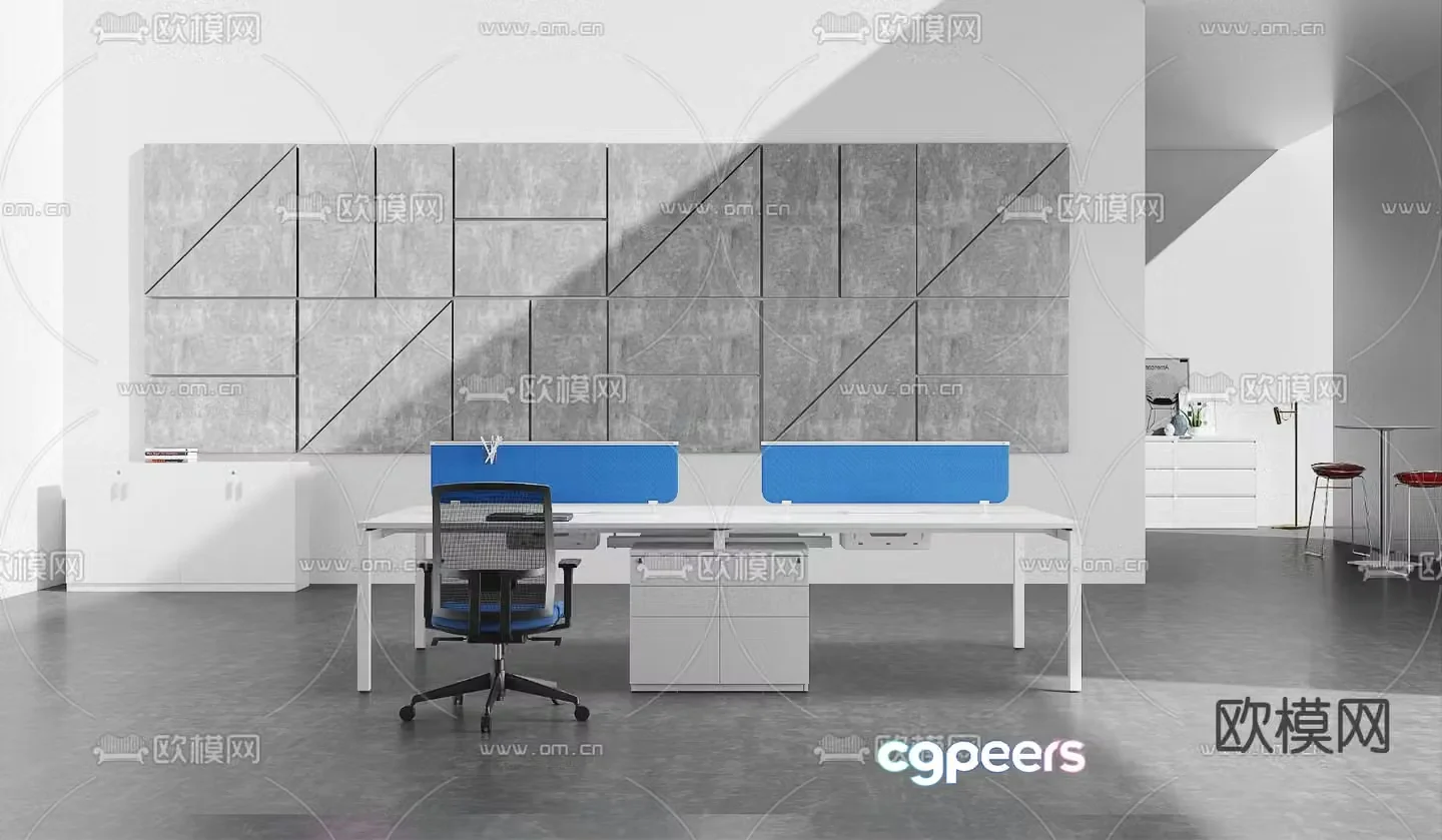 Card space office desk and chair work station 3D model