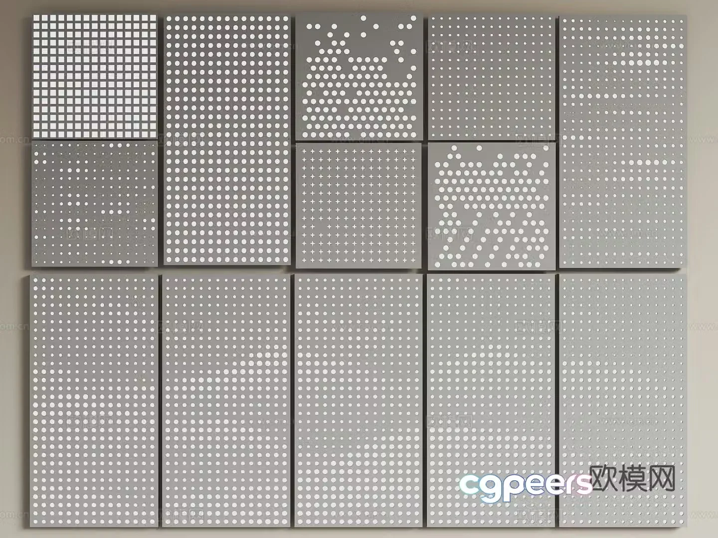 Star hole plate Gradient hole plate Perforated aluminum plate Random hole plate Punching wall panel Hollow plate 3D model