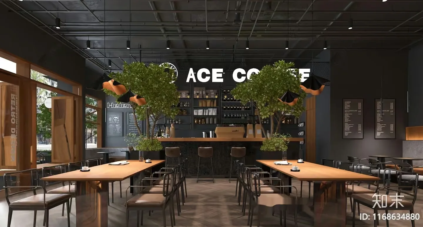 Modern Coffee Shop Interior 3D Model – 2206 – VRAY Render