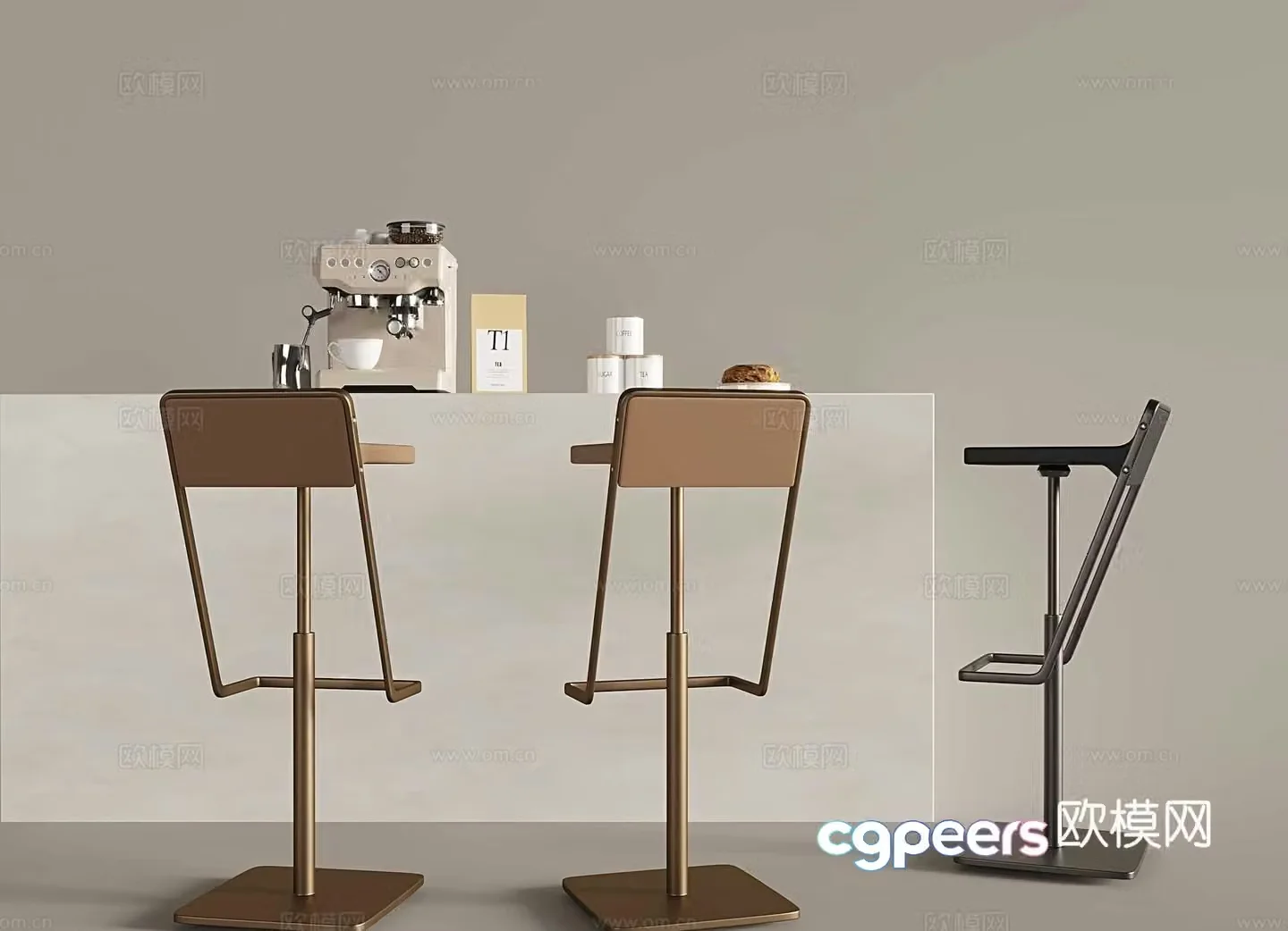 Italian bar bar stool coffee machine bar stool bar chair 3d model