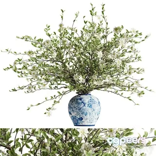 3ds Max Free – A bouquet of tree branches inserted into a celadon ceramic pot