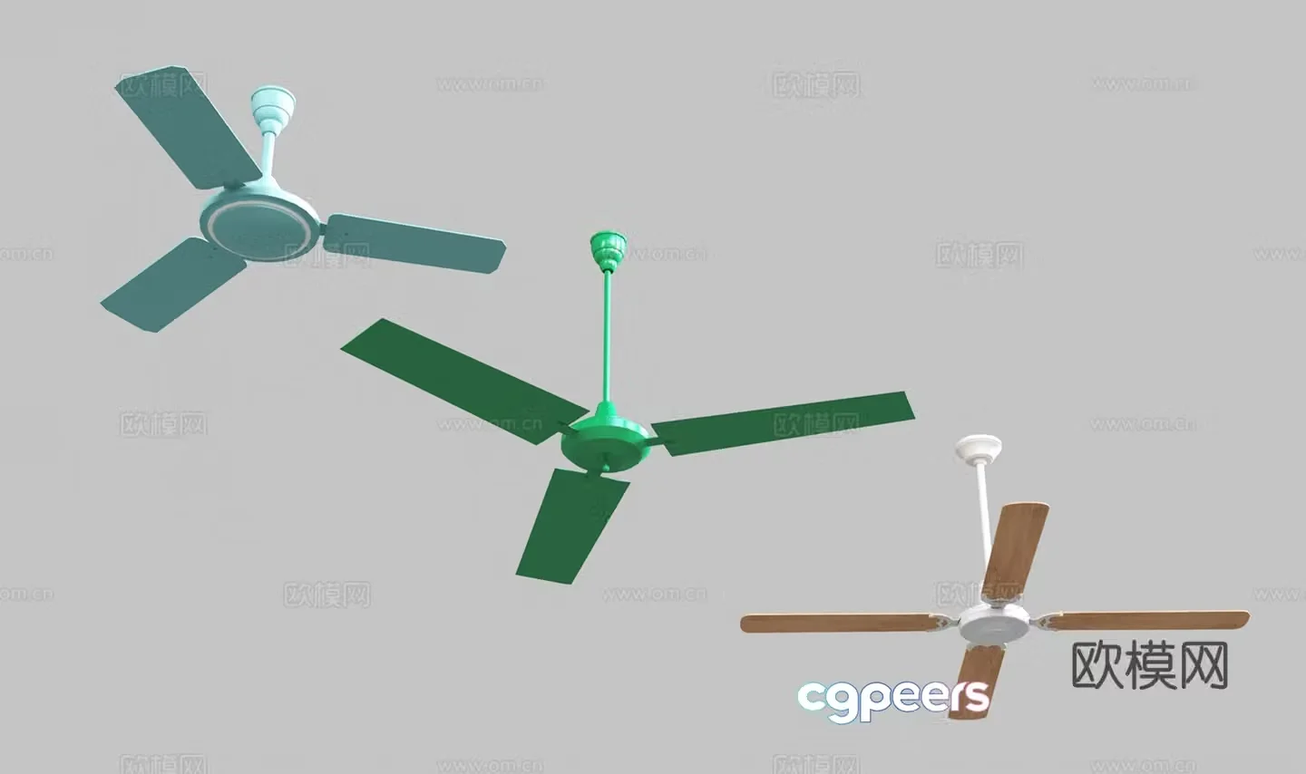 Modern retro old ceiling fan iron blade ceiling fan electric fan 3d model