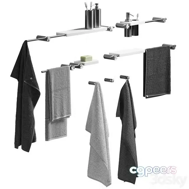 3ds Max Free – Bathroom set 1 with towels and cosmetics