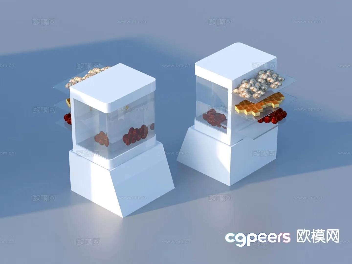 Bread shelf shopping mall container 3d model