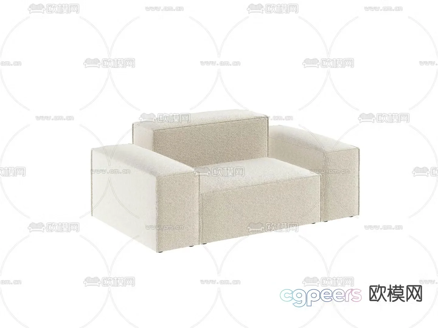 Single sofa tofu block sofa 3d model