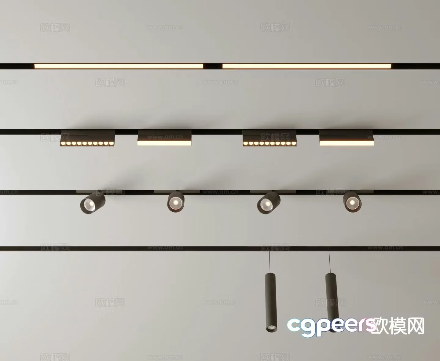 Surface mounted downlight recessed spotlight track light 3D model