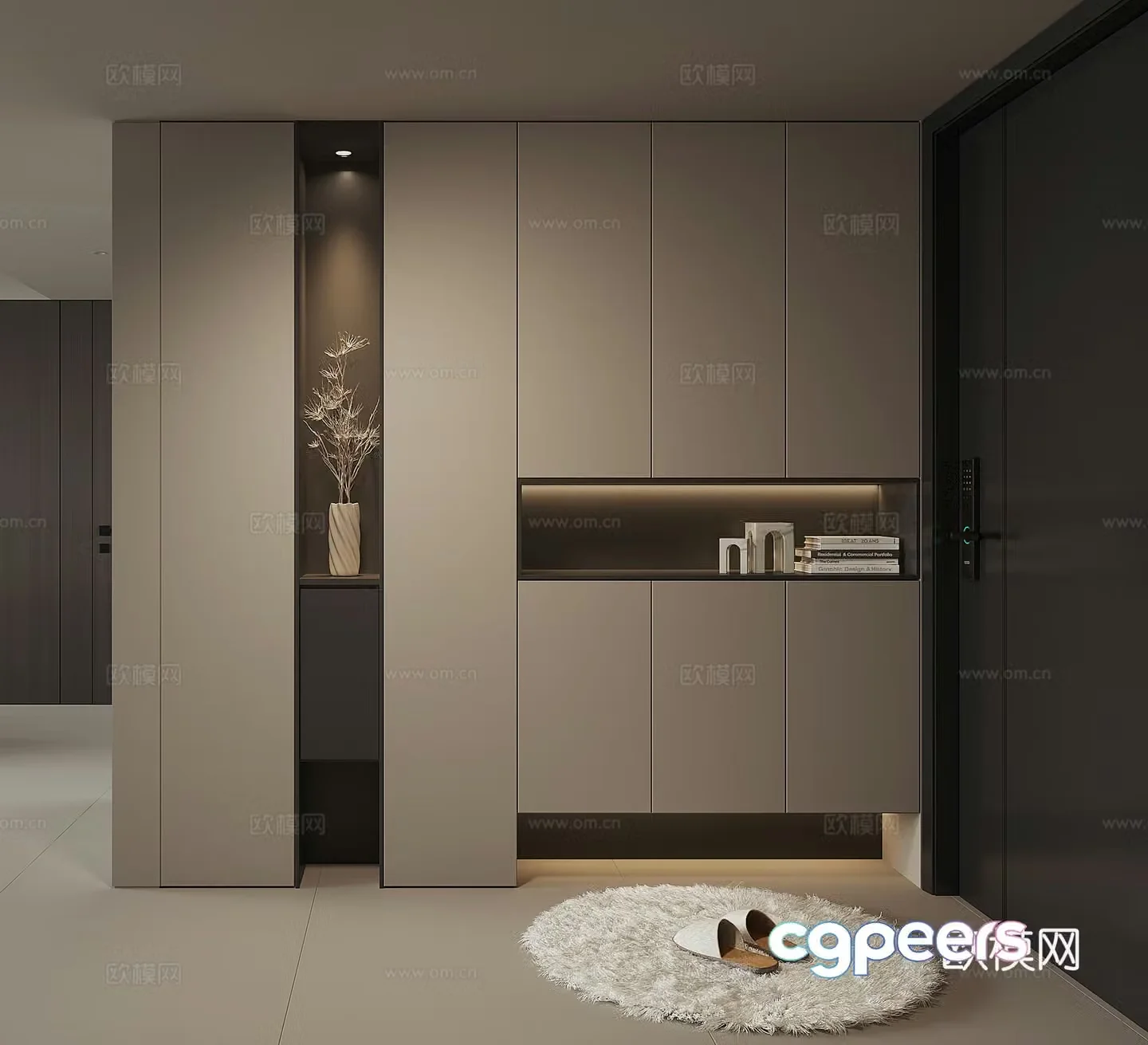 Modern household shoe cabinet 3D model