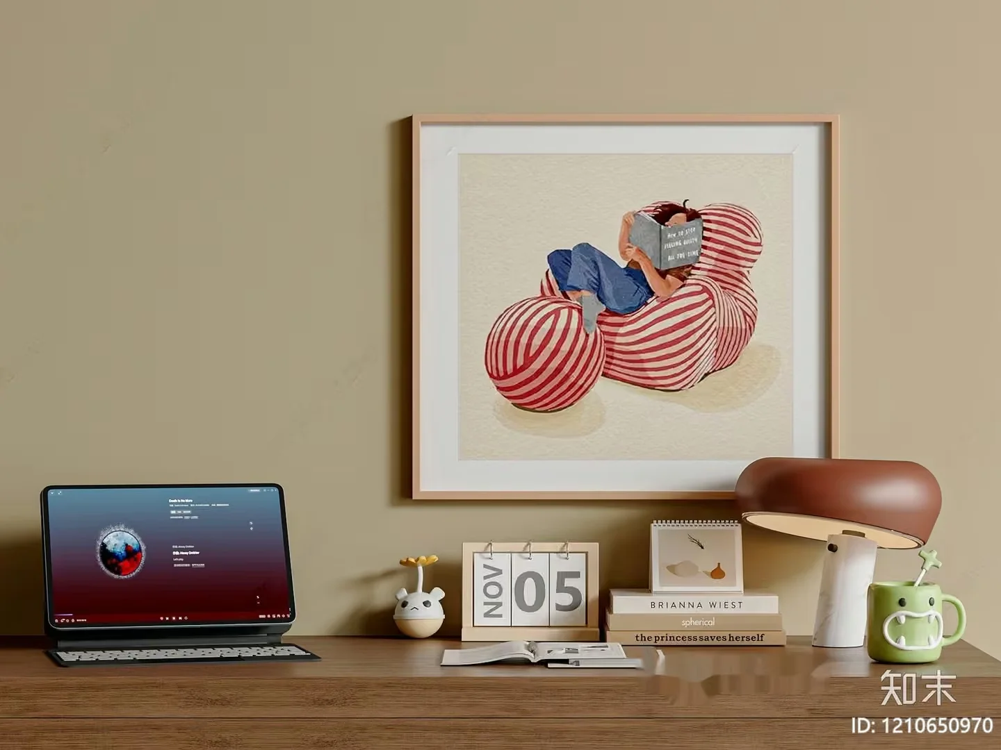 A Framed Picture Of A Person Reading A Book 3D Model – 2023 – VRAY Render