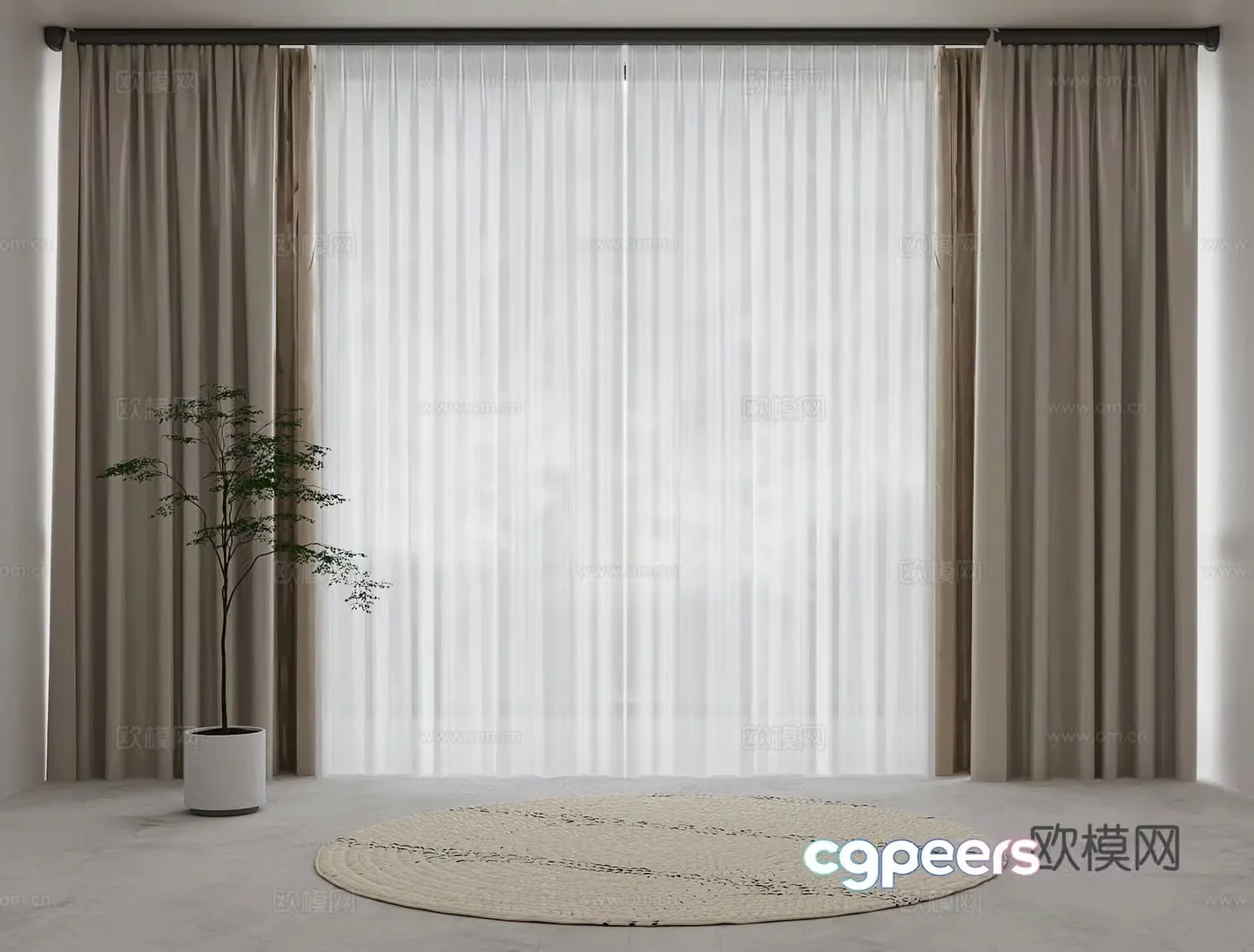 Modern universal curtain 3d model