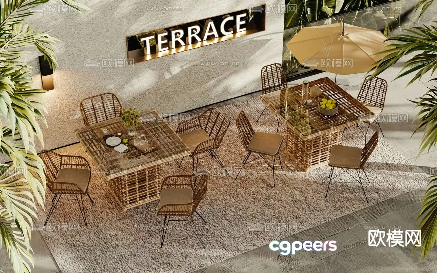 Outdoor tables and chairs leisure tables and chairs 3d model