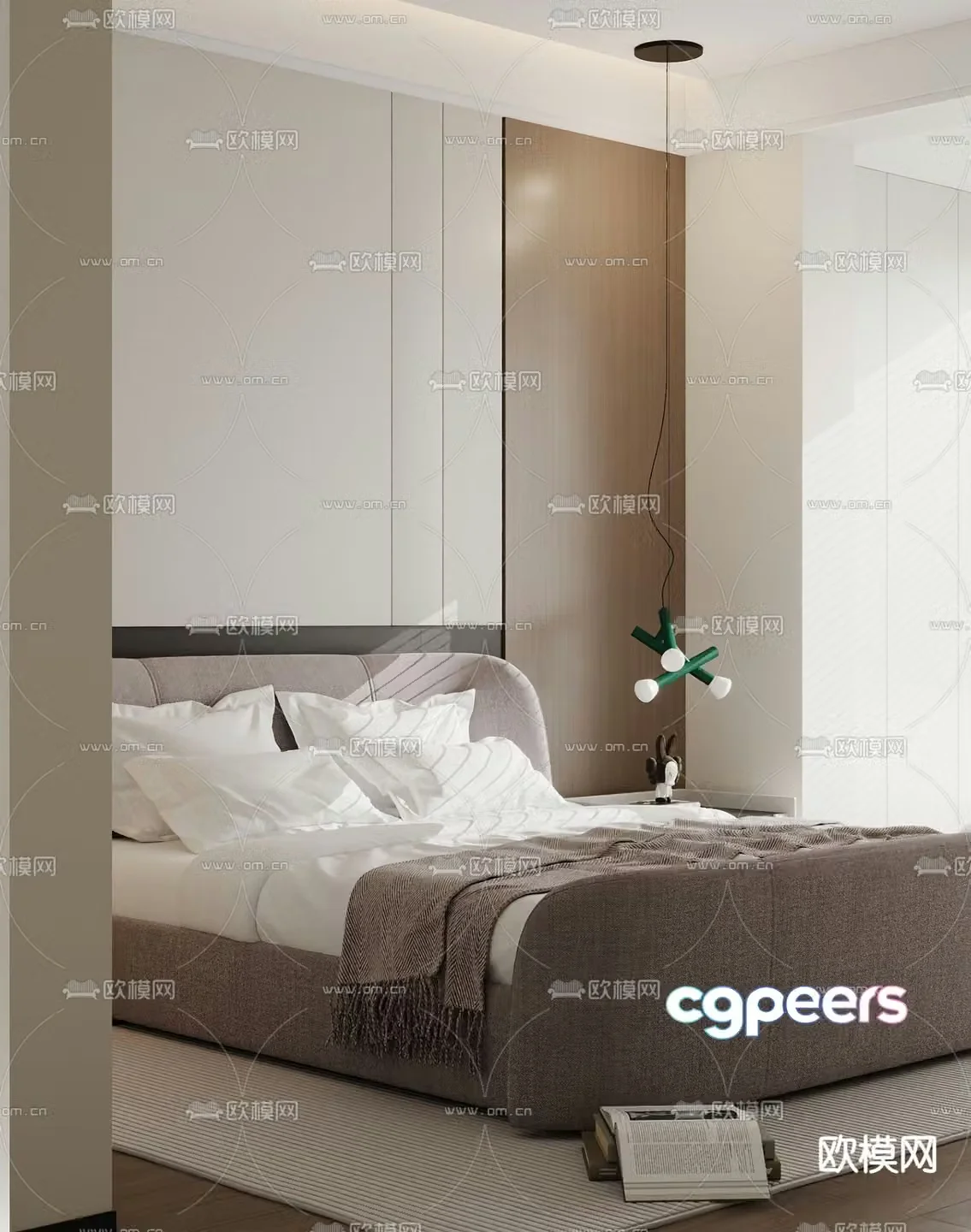Modern double bed 3d model