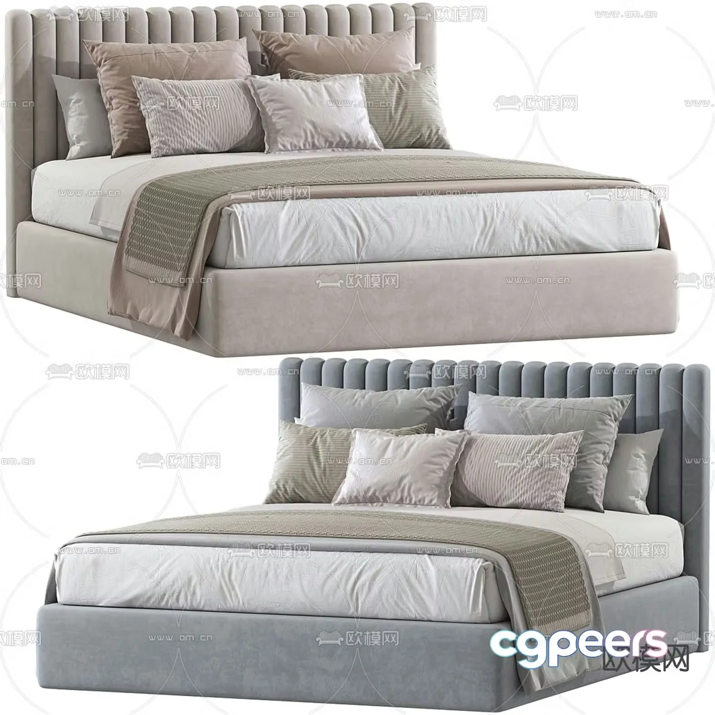 Modern double bed 3d model