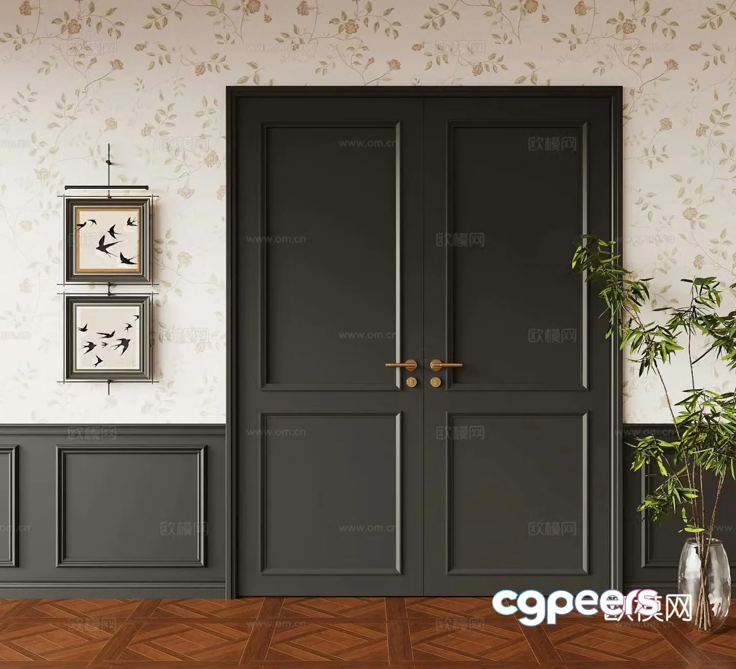 French double door 3D model