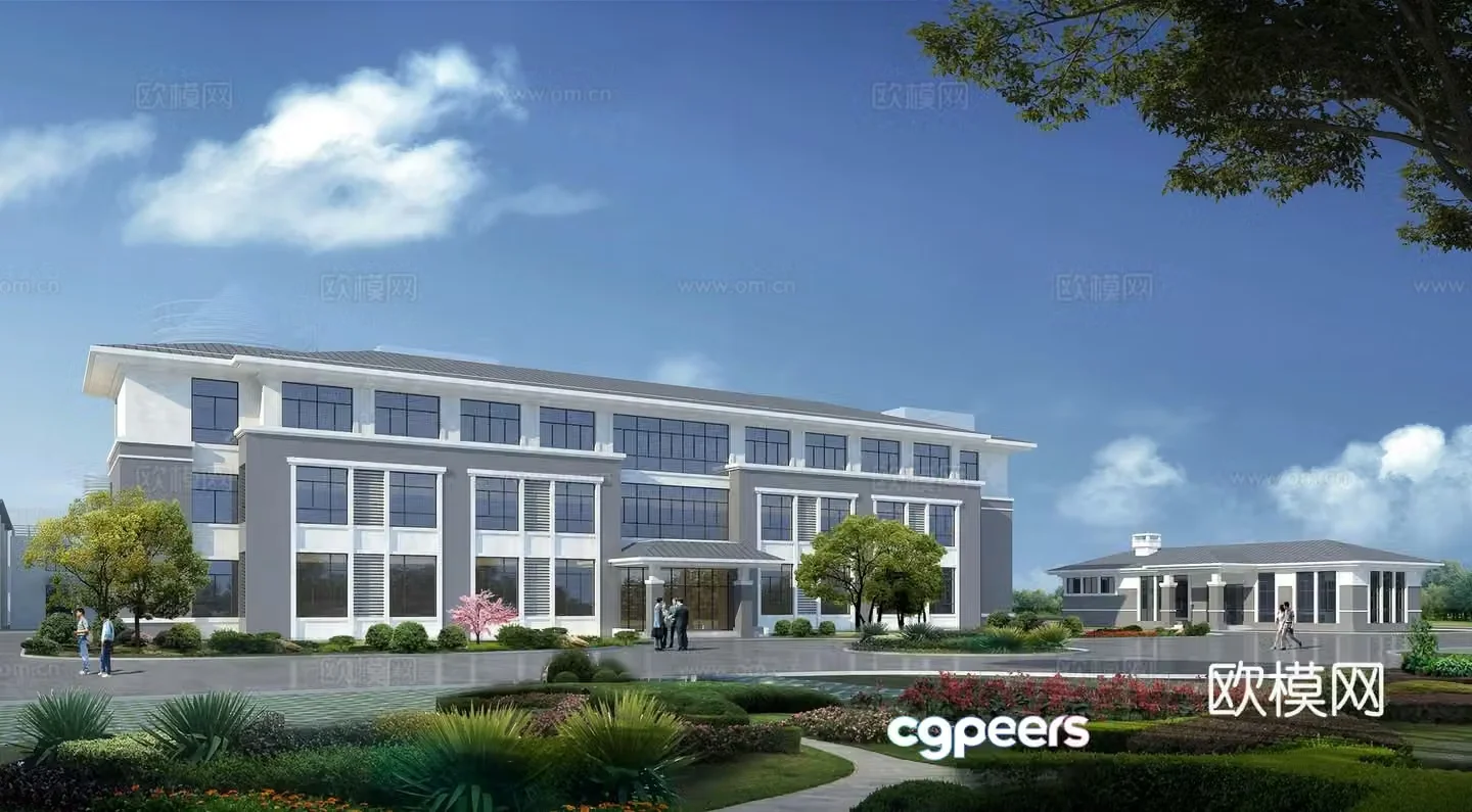 New Chinese style office building exterior 3D model