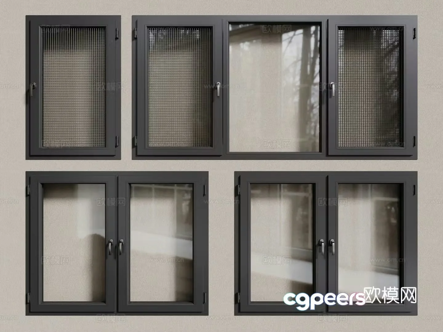 Aluminum alloy windows casement windows floor-to-ceiling windows 3d model