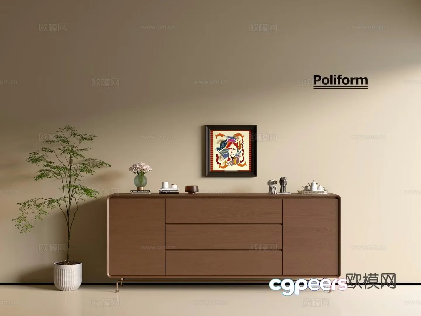 Modern wood grain cabinet ins wind minimalist wind cabinet whole cabinet sideboard balcony cabinet storage 3D model