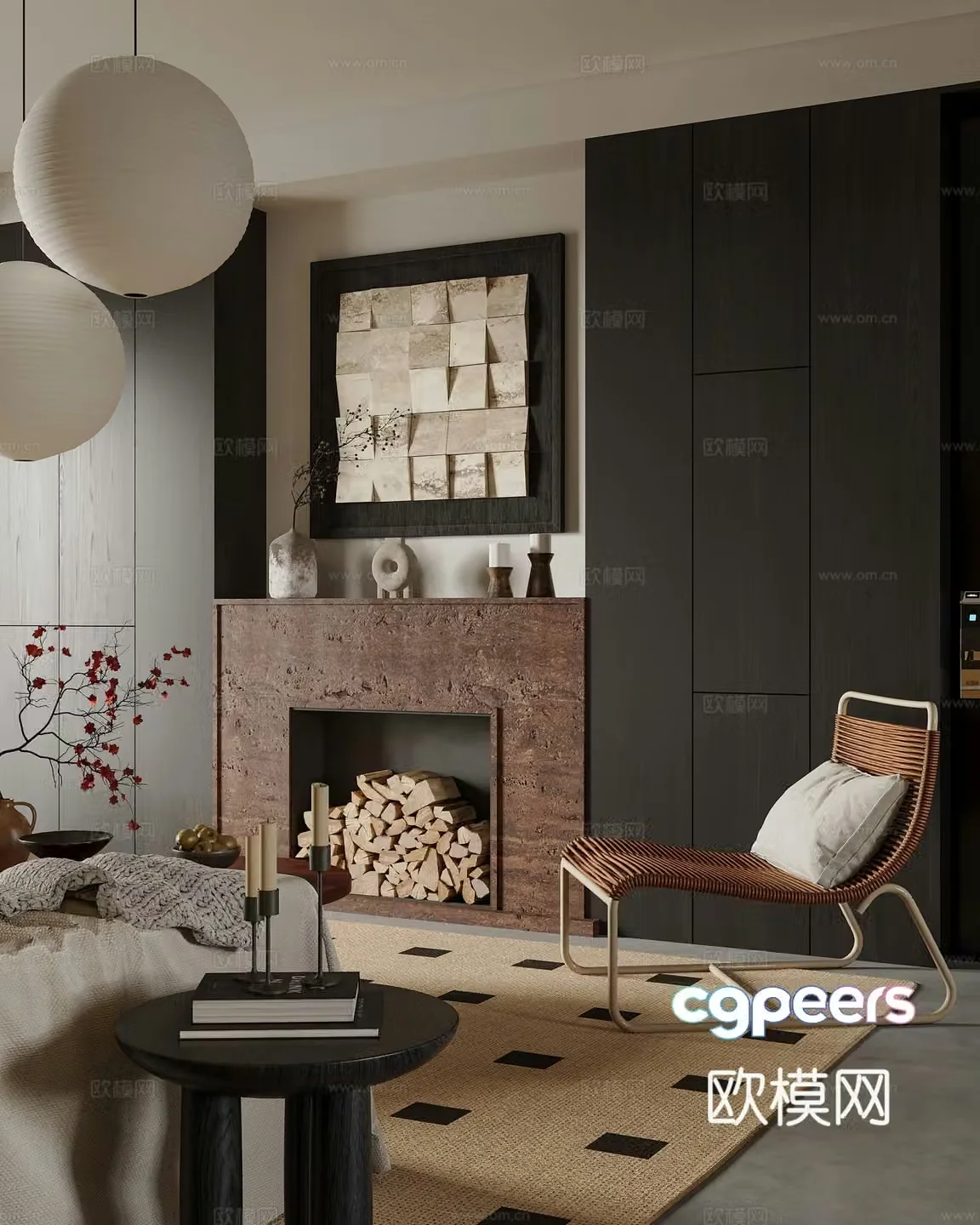 Medium style living room 3d model