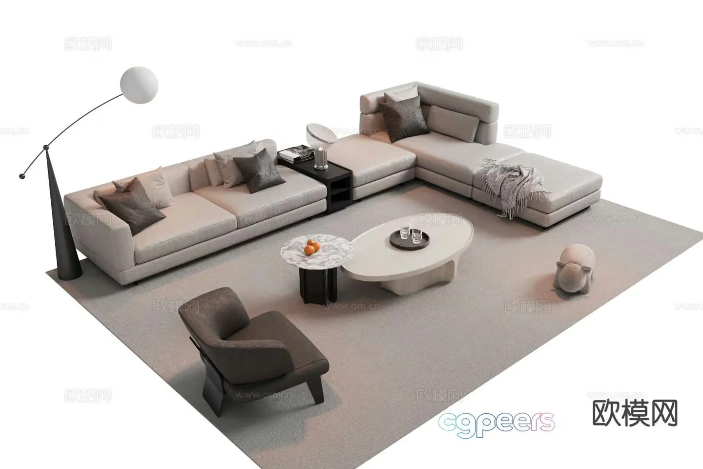 Modern sofa set 3d model