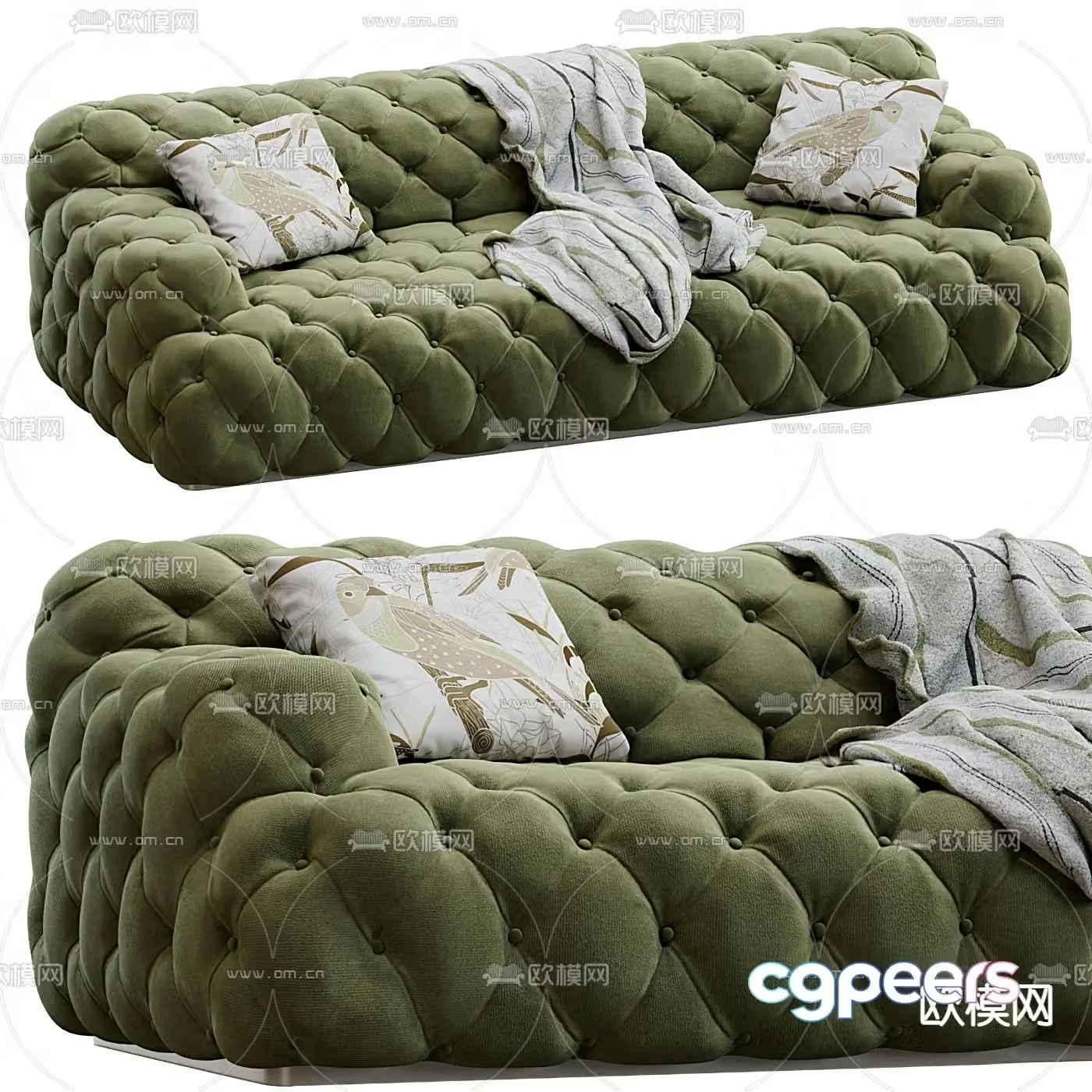 Flexform green sofa 3d model