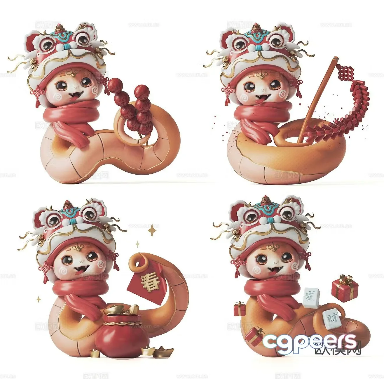 Modern Year of the Snake Ornaments Crafts 3D Model