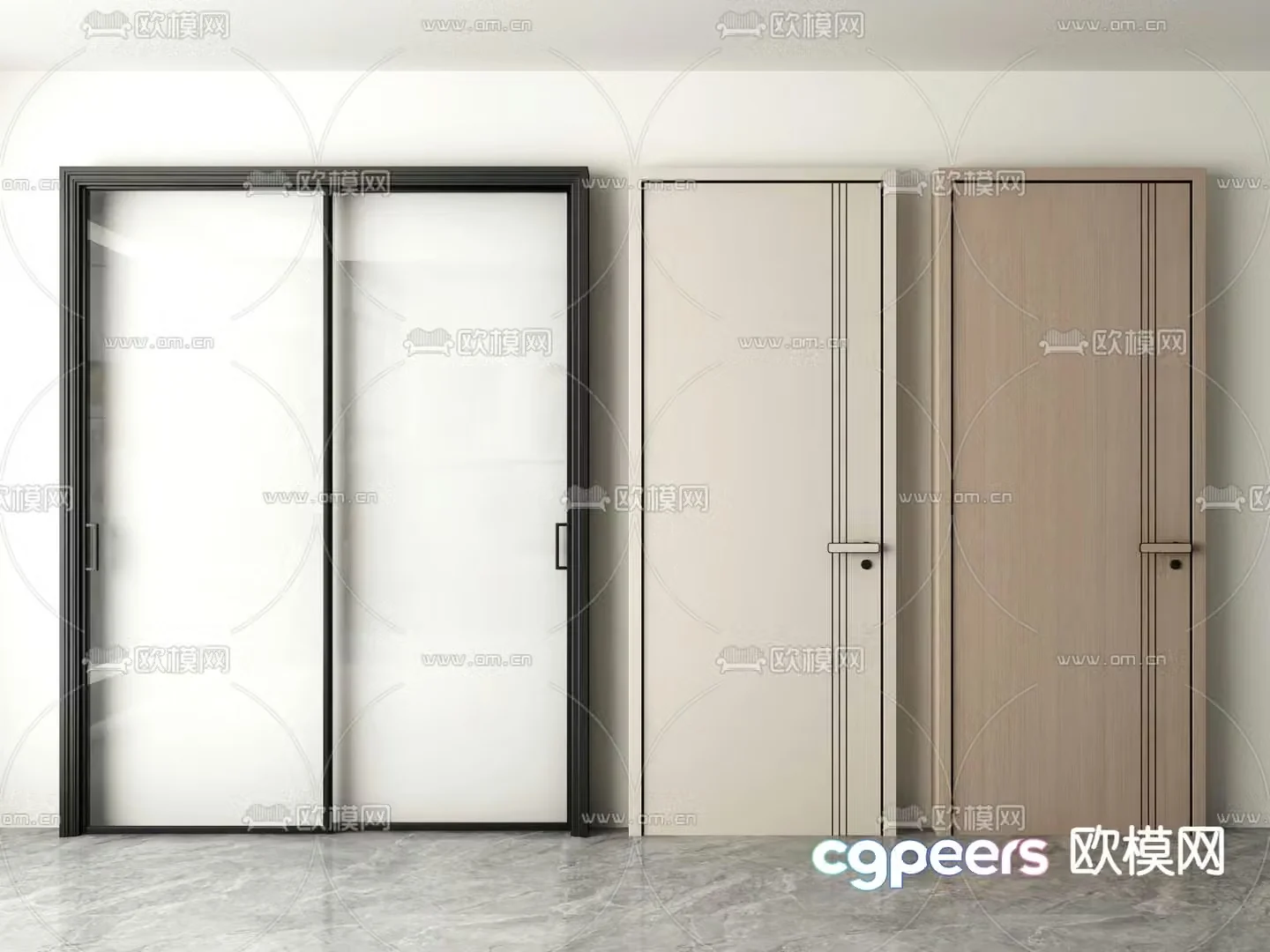 Swing door Single door Sliding door Bedroom door Glass sliding door 3D model
