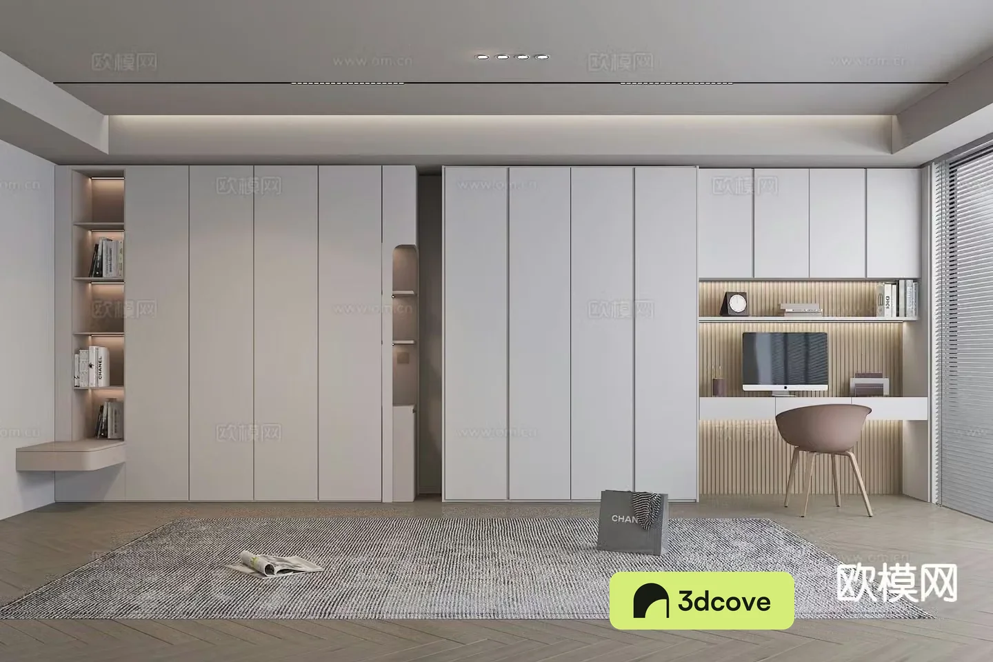 Modern wardrobe desk integrated cabinet