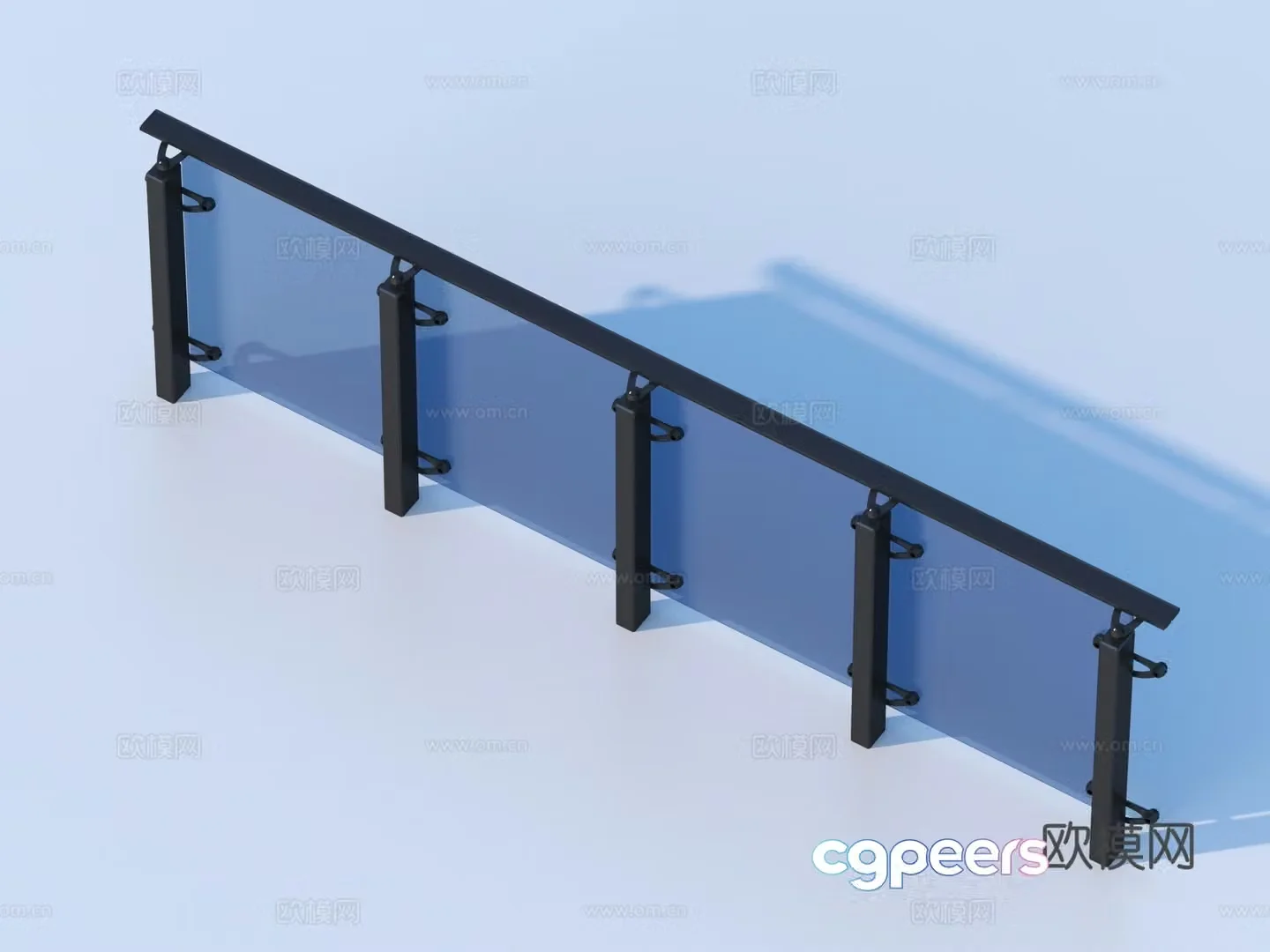Glass Rail Handrail Fence Guardrail Railing 3d Model