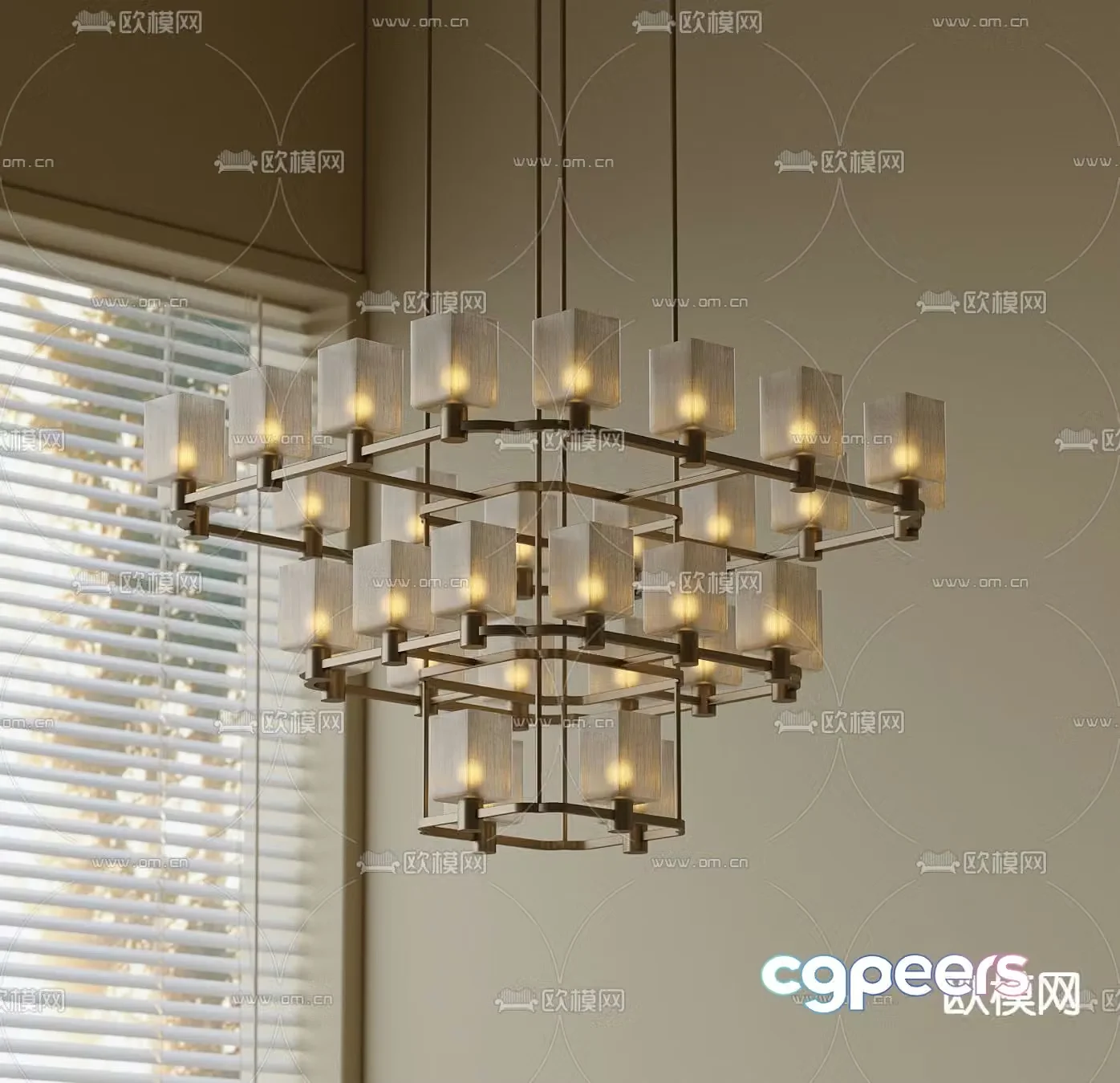 New Chinese style chandelier matrix chandelier 3d model