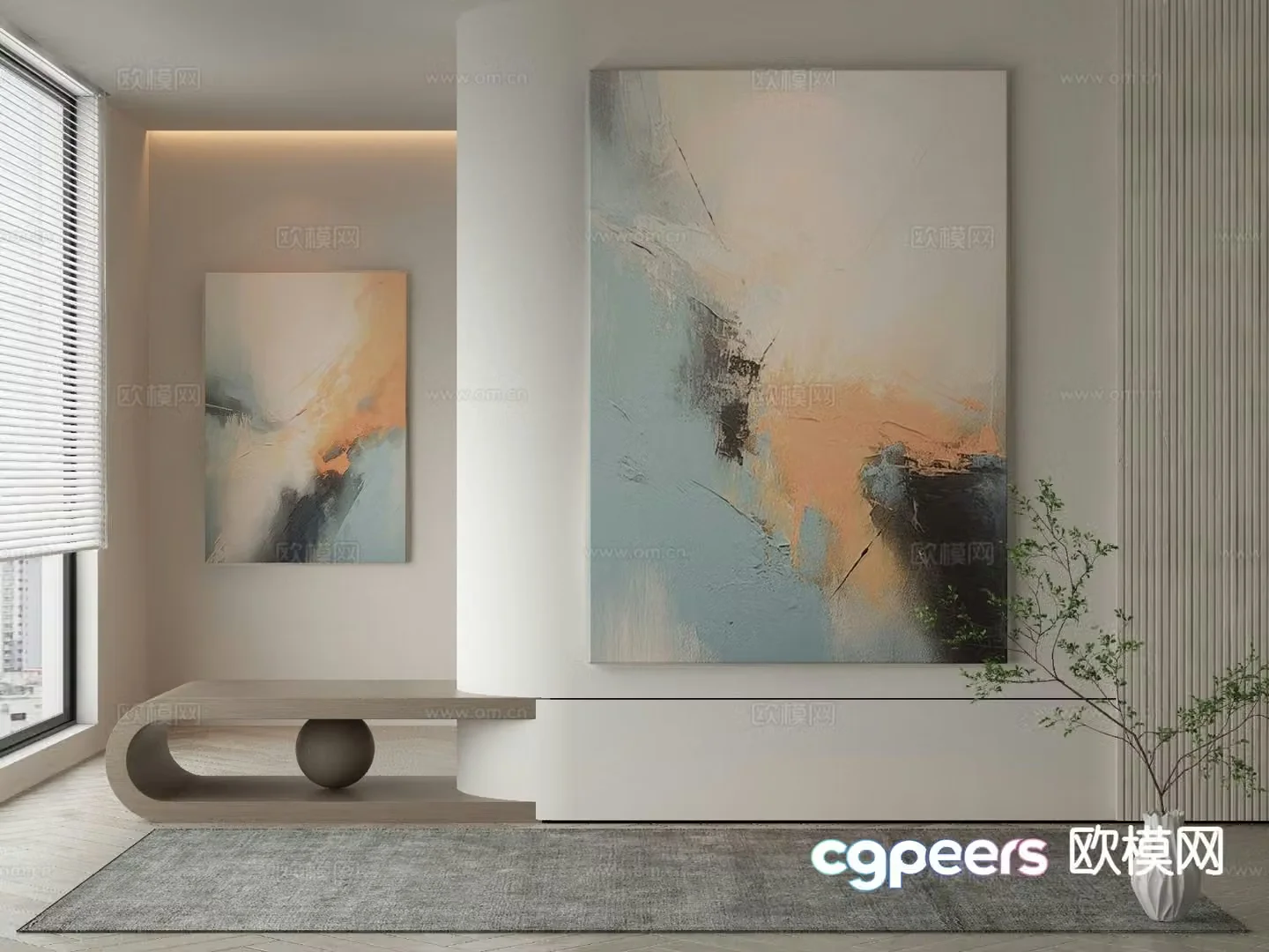 Modern art painting texture painting decorative painting 3d model