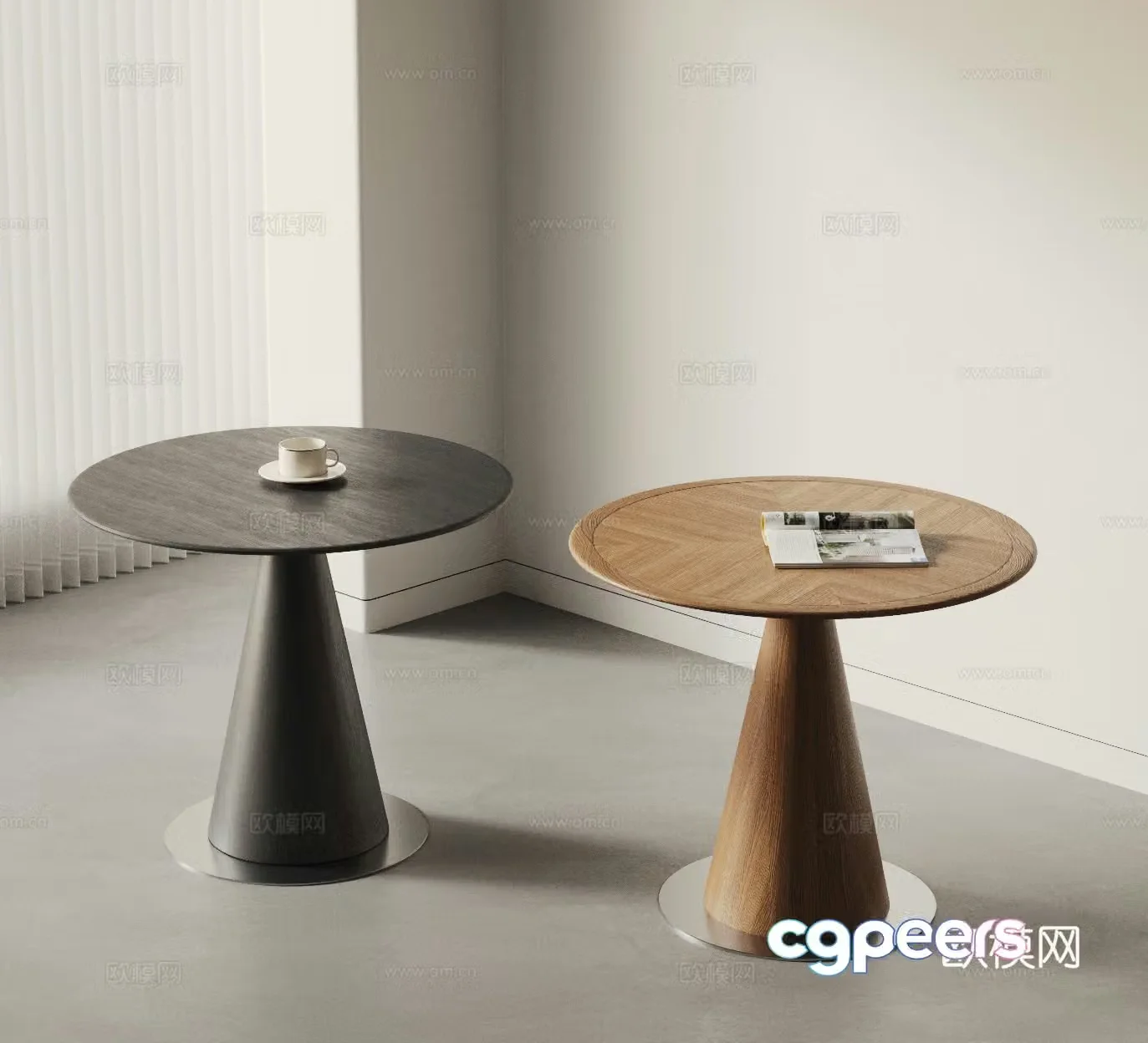 Modern negotiation table combination casual table coffee table round dining table solid wood dining table medieval negotiation 3D model
